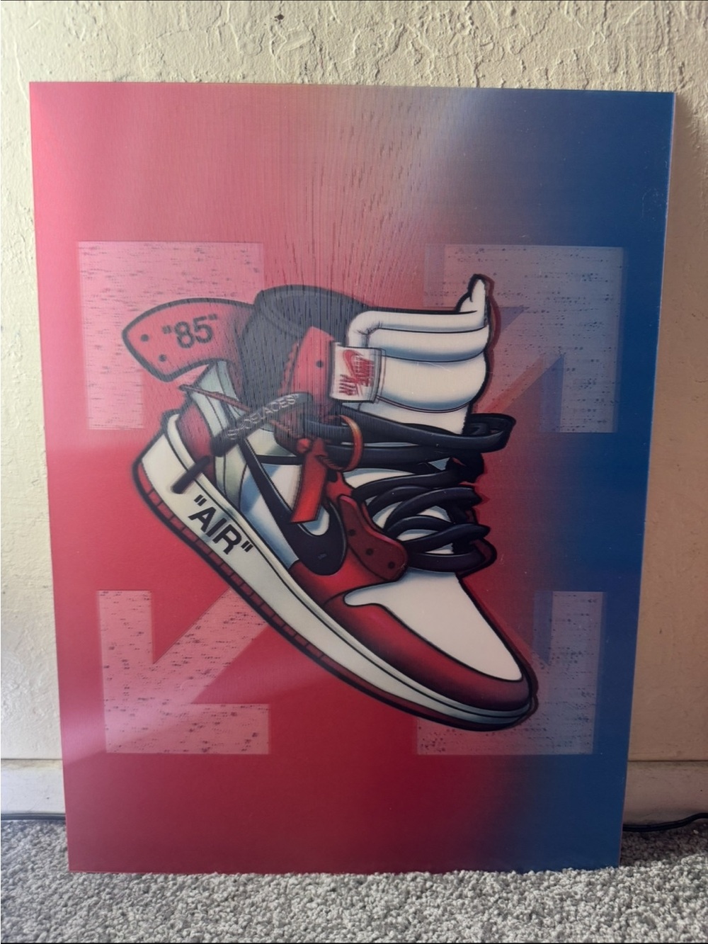 Off-White x Nike Air Jordan Sneaker Holographic 3D Poster Wall Art